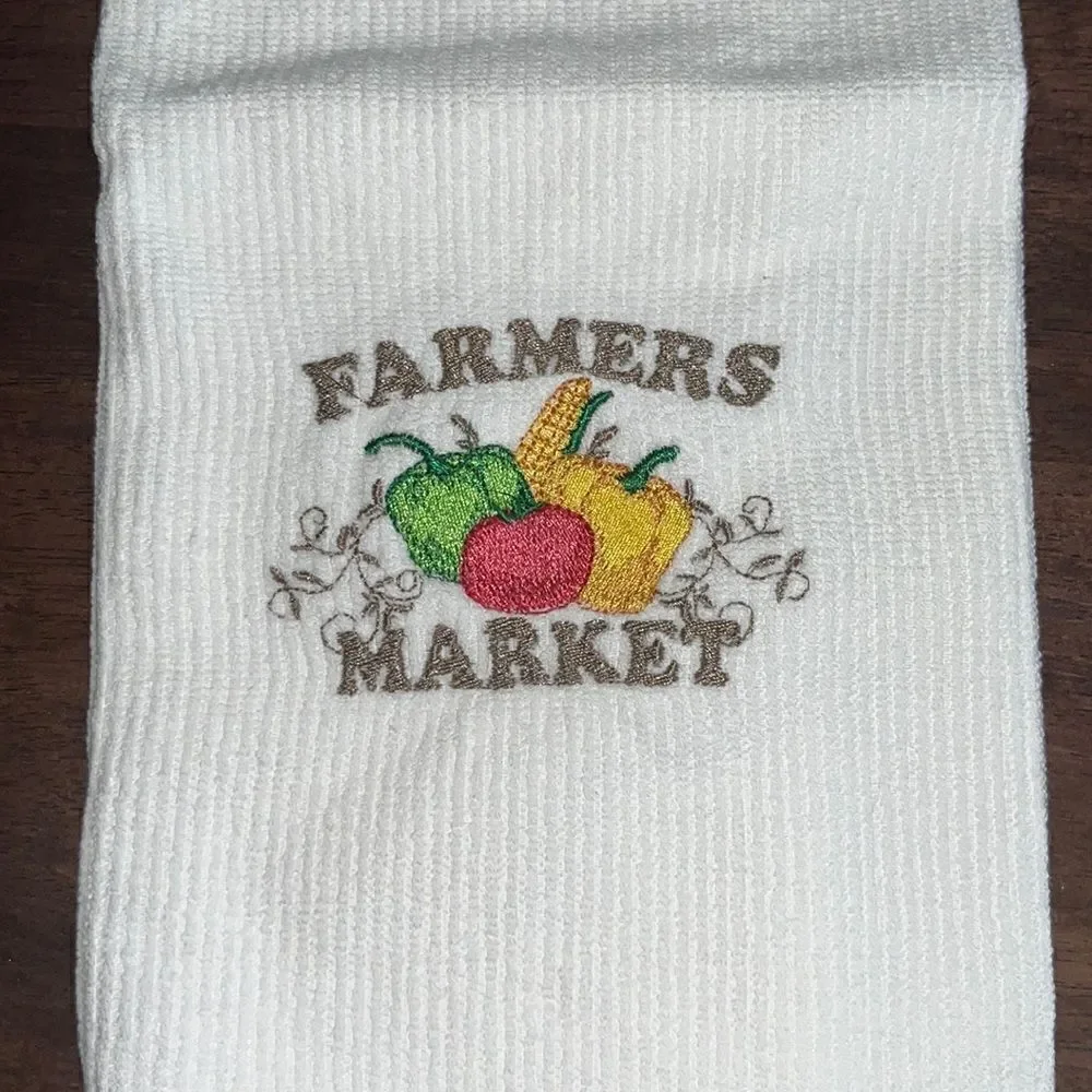 White Cotton Farmers Market Vegetables Kitchen Bar-Mop 18” by 16”
